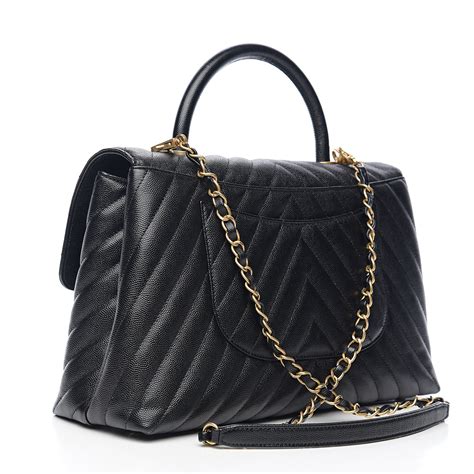 chanel chevron medium caviar|CHANEL Caviar Chevron Quilted Medium Coco Handle Flap .